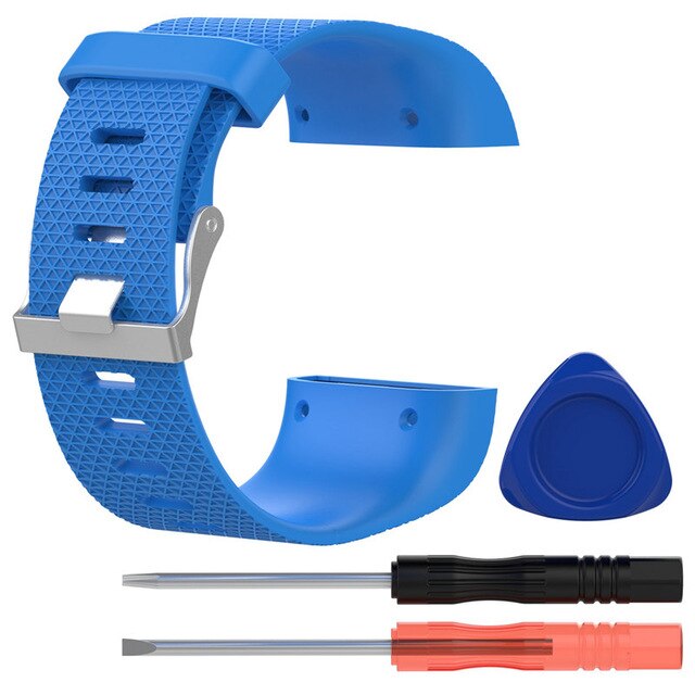 Silicone Replacement Watch Wrist Strap Band For Fitbit Surge Smartwatch Band Wristbands With Screwdriver Accessory Belt Bracelet: Blue / S Size