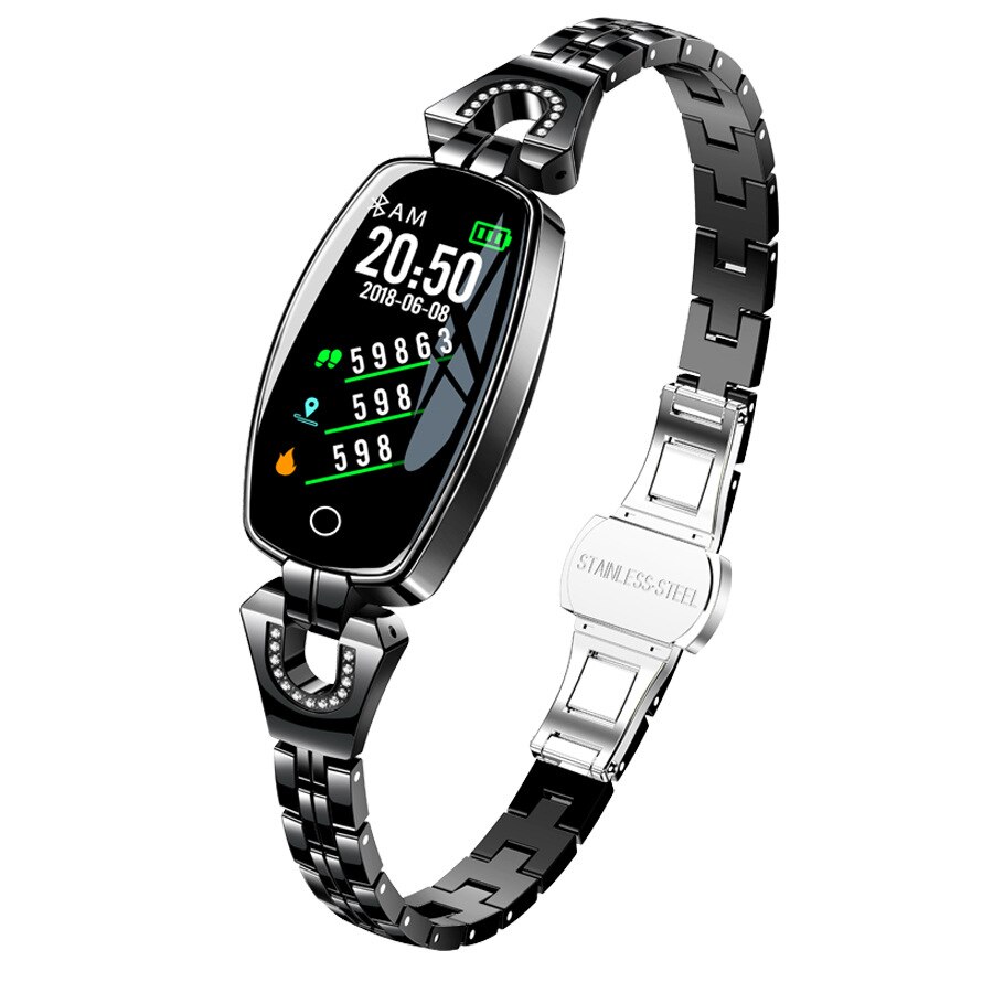 Smart watch  e68 h8 kvindelig smart armbånd blodtrykspulsmåler skridttæller fitness tracker bedre end  z18: H8 sorte