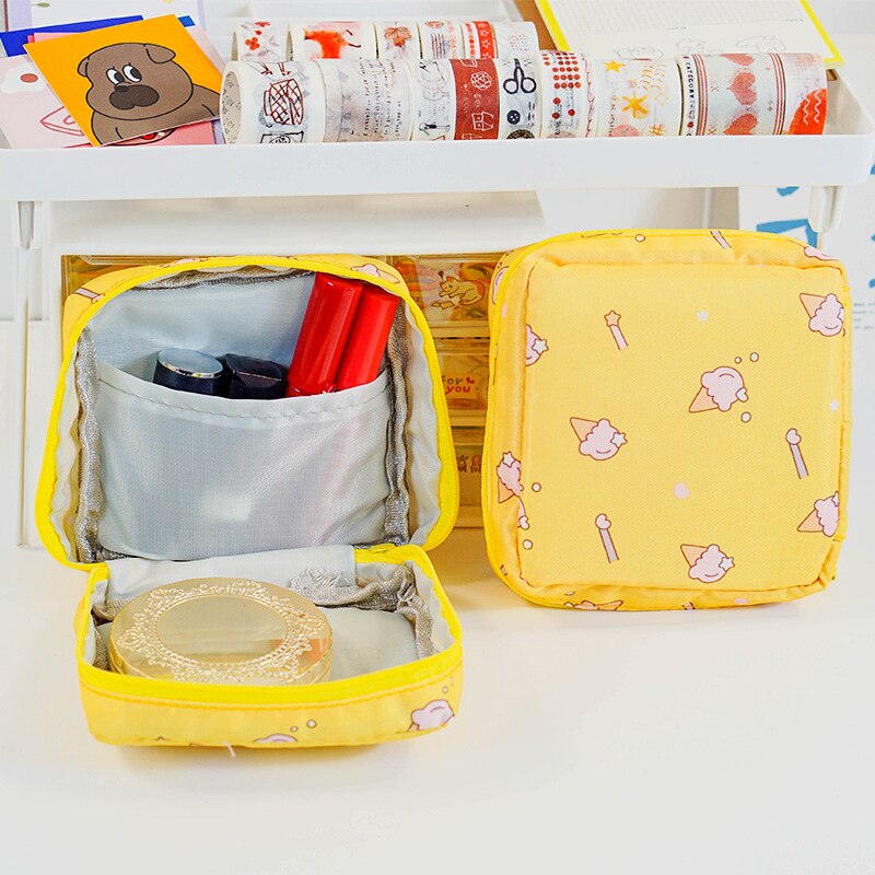 Opbergtas Organizer Hoofdtelefoon Case Sanitaire Credit Kaarthouder Meisje Maandverband Zak Servet Handdoek Portemonnee Cosmetica