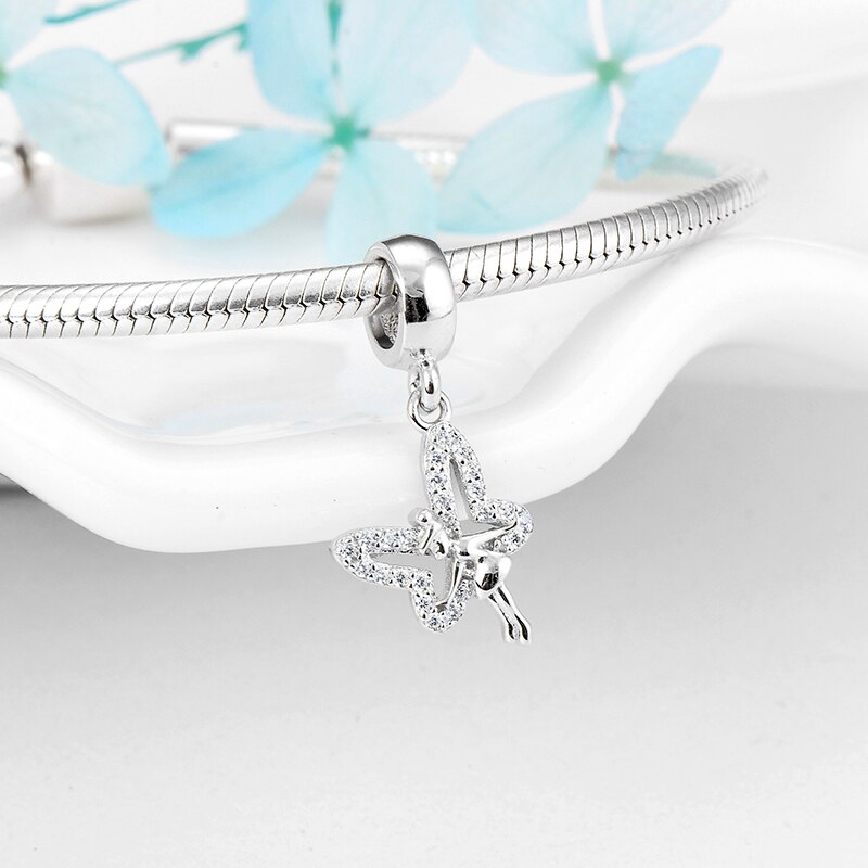 925 Sterling Zilver Vonken Vlinder Fairy Charms Zirkoon Hangers Kralen Fit Kataoka Charms Originele Armbanden Armbanden Sieraden