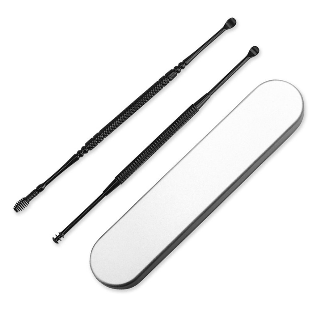 Stainless Steel Double-Headed Spiral Ear Spoons Earmuffs Ear Pick Ear Picking Tool Ear Ear Spoon Set