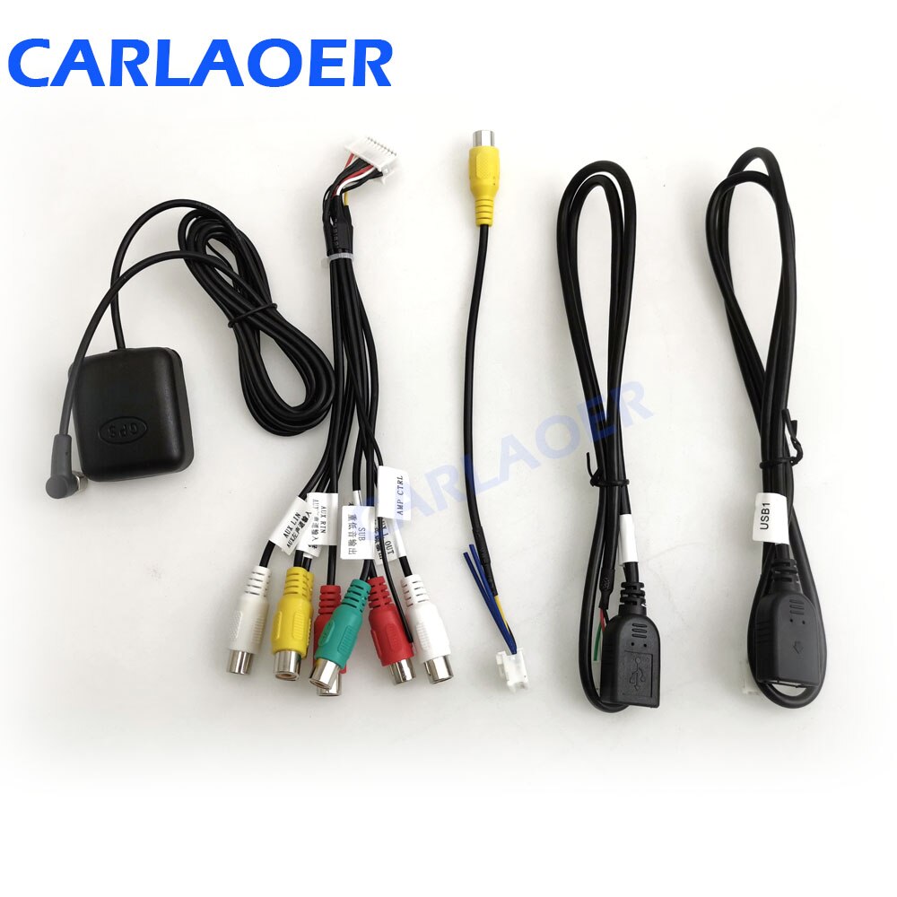 Cable de alimentación de radio Android para coche, Antena GPS, RCA, visión trasera, RCA 2, cable de extensión USB: 2