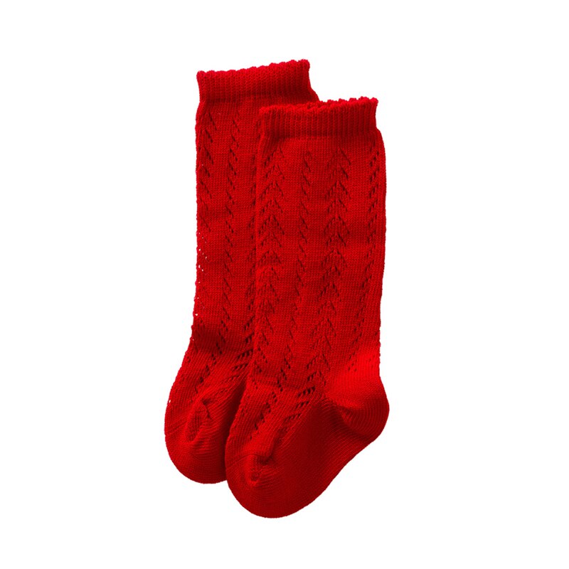 Kinderen Baby Meisjes Mode Sokken Hol Kniehoge Sokken Comfortabel Effen Kleur Sokken Voor Kids Peuter Baby Meisjes: Rood / 12-24 months