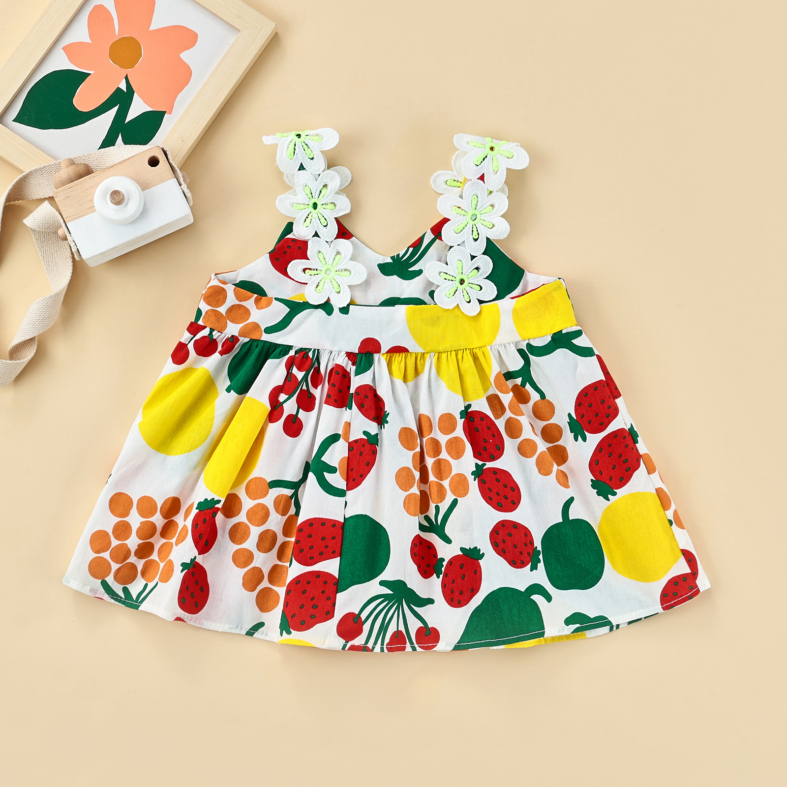 Vêtements d'été pour bébés filles, jolie robe de plage en coton imprimé Floral, sans manches, à bretelles, tenue de princesse