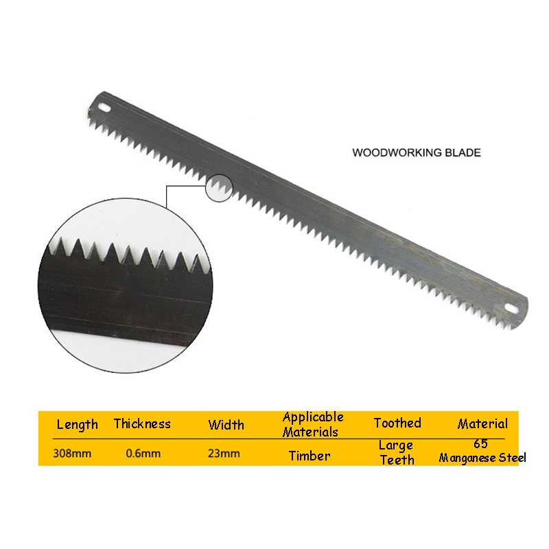 Sierra para metales de acero rico en carbono, hoja de sierra para carpintería de 300mm usada a mano, herramientas de hoja de sierra de Metal de dientes finos de un solo y doble cara: Azul cielo