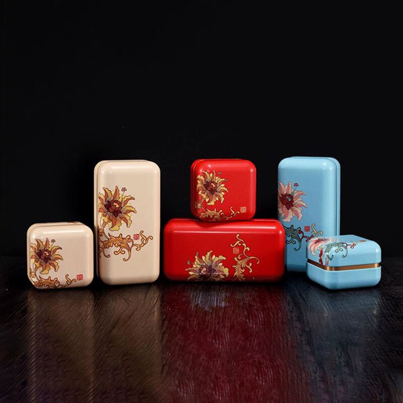 Mini Portable Universal Tea Square Can Storage Tinplate Box Packaging Jar