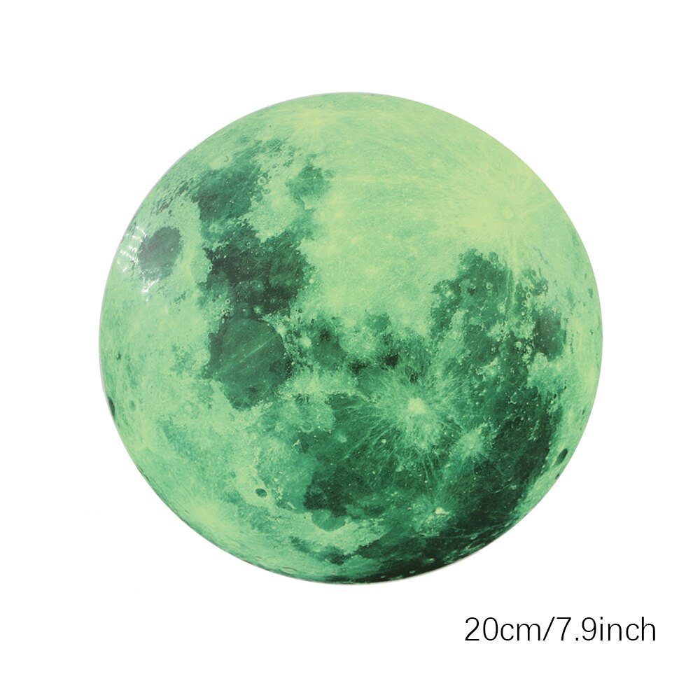 Moon Fluorescent Sticker 8/12/20/30cm Diy 3D Moon Earth Wall Sticker Kids Room Decoration Home Decor: Moon 1 Piece-20CM