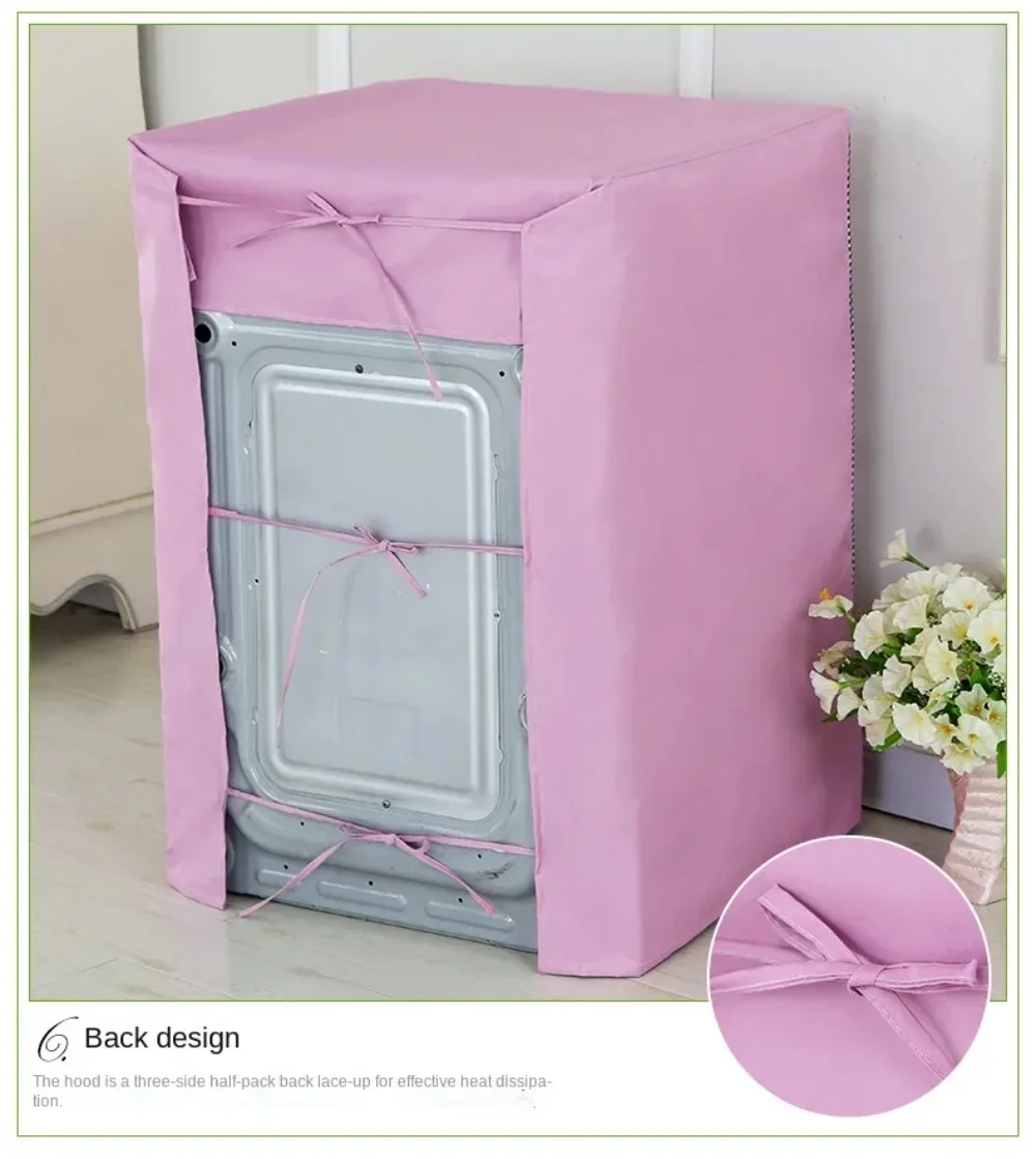 Washing Machine Cover Polyester Fibre Waterproof Front Load Laundry Dryer Cover Sunscreen Laundry Silver Coating Dustproof Cover