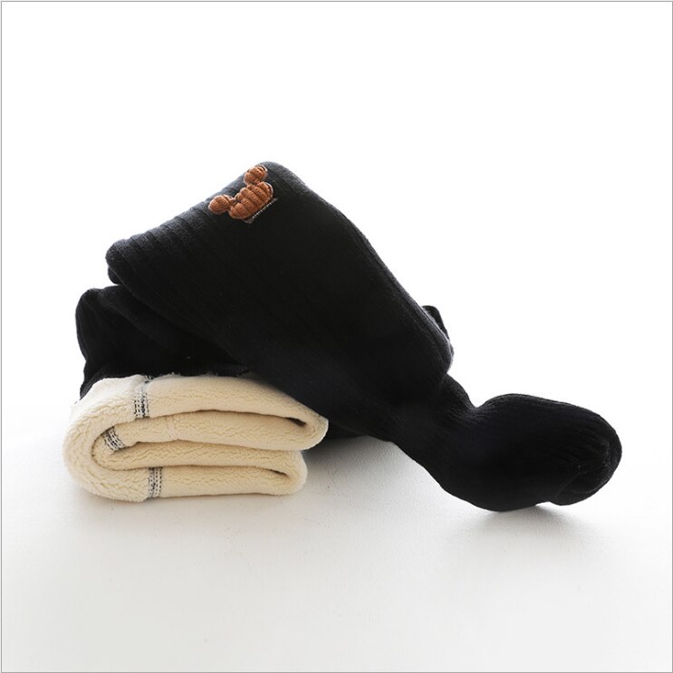 Winter Panty Voor Meisjes Gebreide Katoenen Geribbelde Baby Meisje Kousen Zachte Ademende Kinderen Panty Geschikt Voor 0-10Yrs: BLACK / M(2-4T)