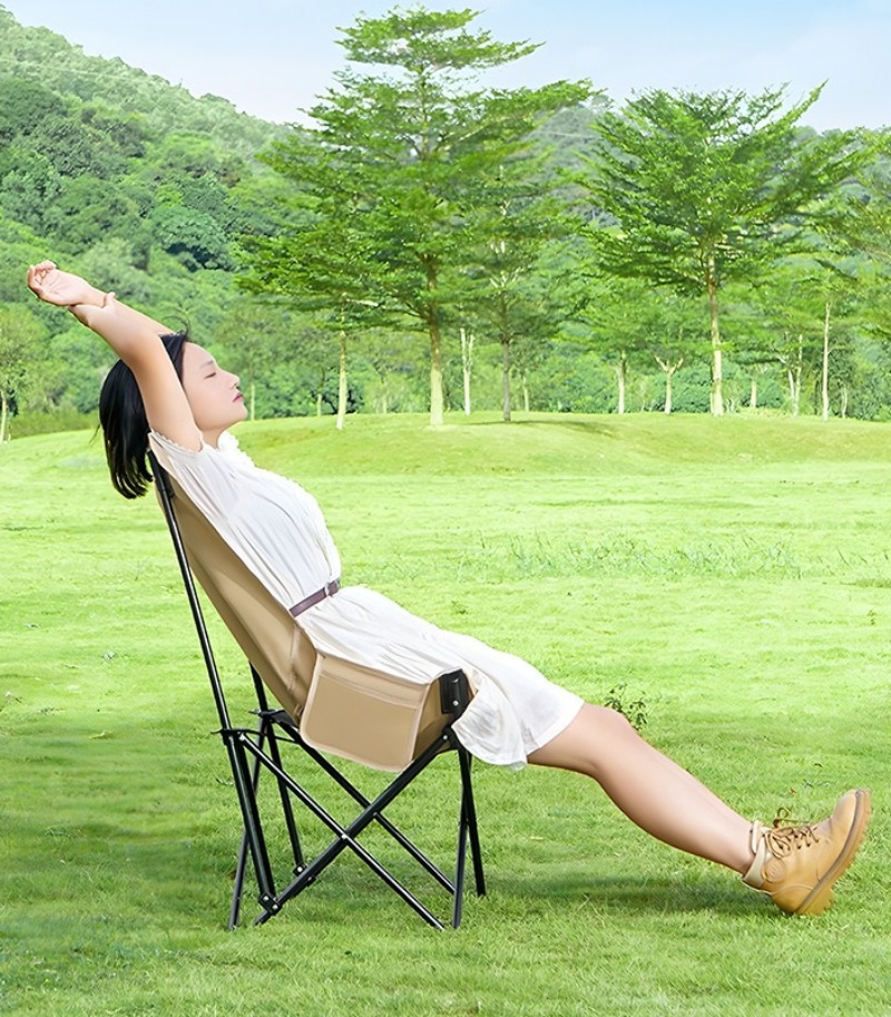 Chaise pliante d'extérieur, pique-nique Camping, Portable, à dossier haut, lune, réglage à dossier haut, plage