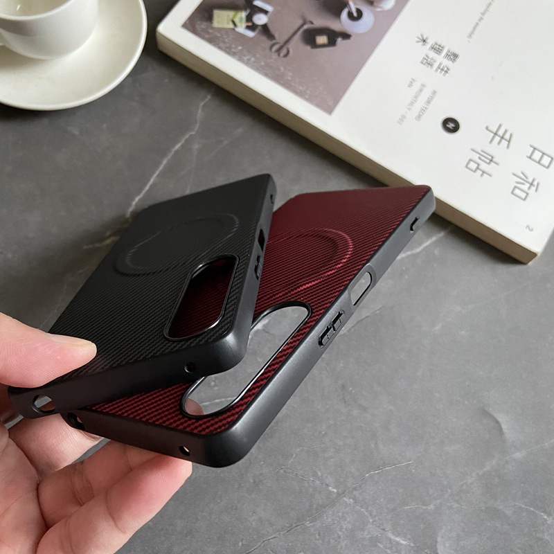Funda magnética para Sony Xperia 1 10 5 Pro Ace VI V IV III, funda de fibra de carbono suave de TPU para Magsafe Charge, Fundas antigolpes