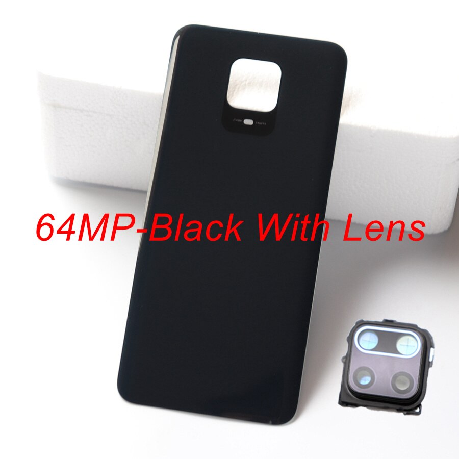 Back Glass Cover for Xiaomi Redmi Note 9 Pro 9S Battery Cover Rear Housing Door Glass Panel Case for Redmi Note 9S Battery Cover: 64MP-Black With Lens