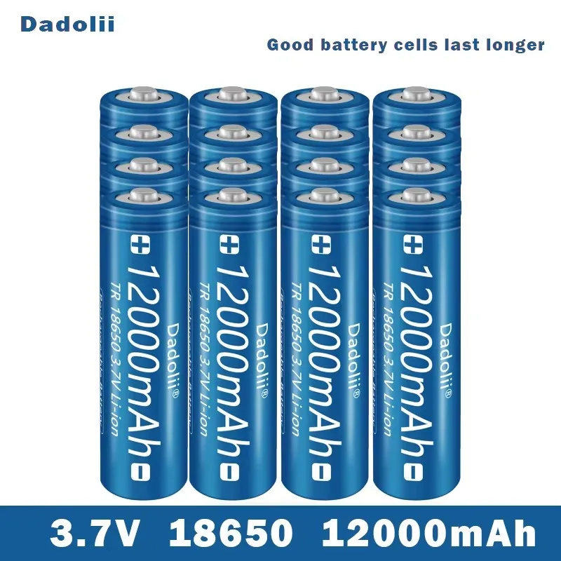 Lithium ion rechargeable battery for flashlight, 18650 V rechargeable battery, 3.718650 mAh capacity, 12000: Chocolate