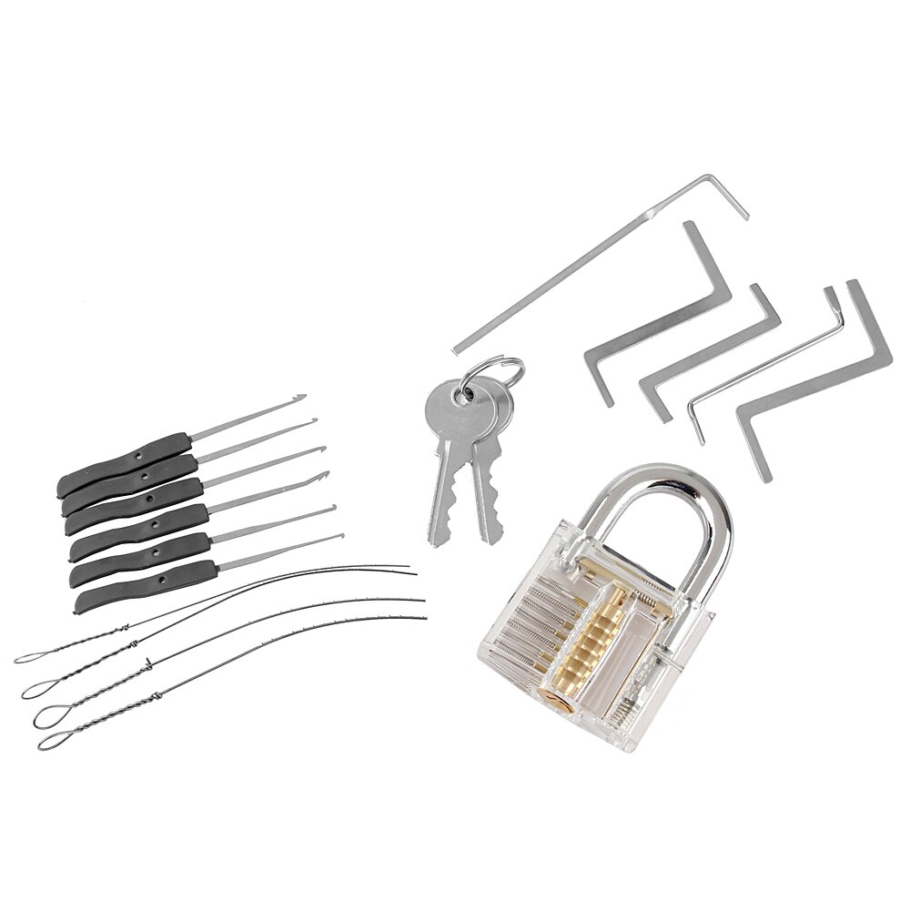 15Pcs Slotenmaker Gereedschap Kit 3 In 1 Set Transparante Lock Slotenmaker Wrench Gereedschap Slotenmaker Gebroken Unlock Tool Voor slotenmakers