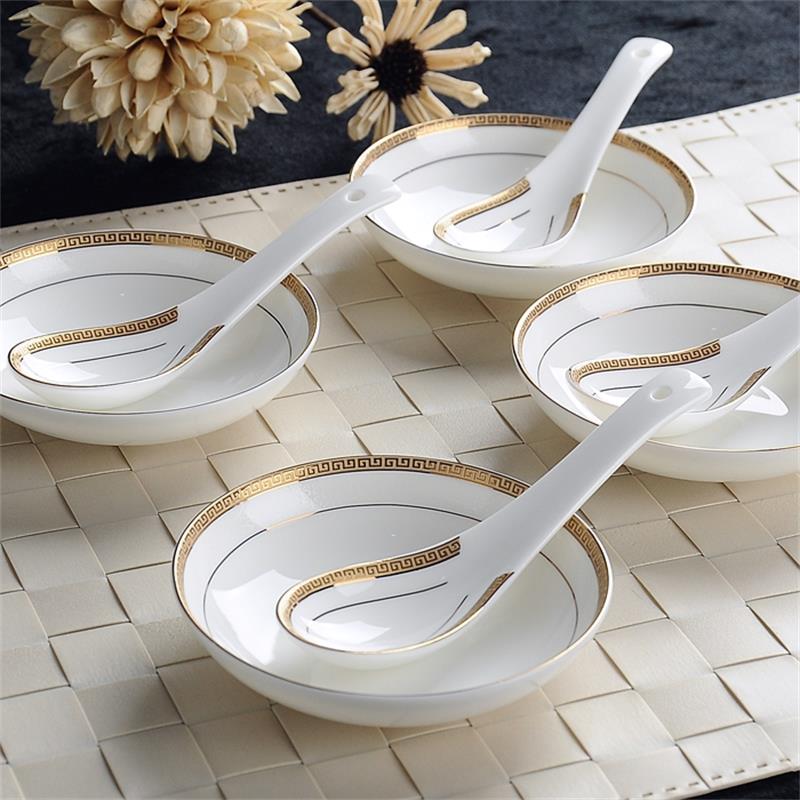 6 Stuk Set, Bone China, Creatief Chinese Rijst Lepel Set, koreaanse Ijs Pollepel, Japanse Soep Lepel, Leuke Lepels