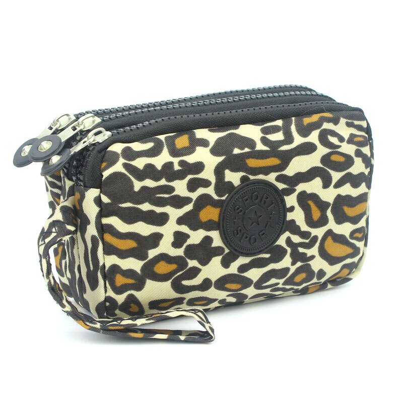 Cartera de tela de lona con 3 cremalleras para mujer, monedero de flores, bolso de mano, billetera para niña: 13