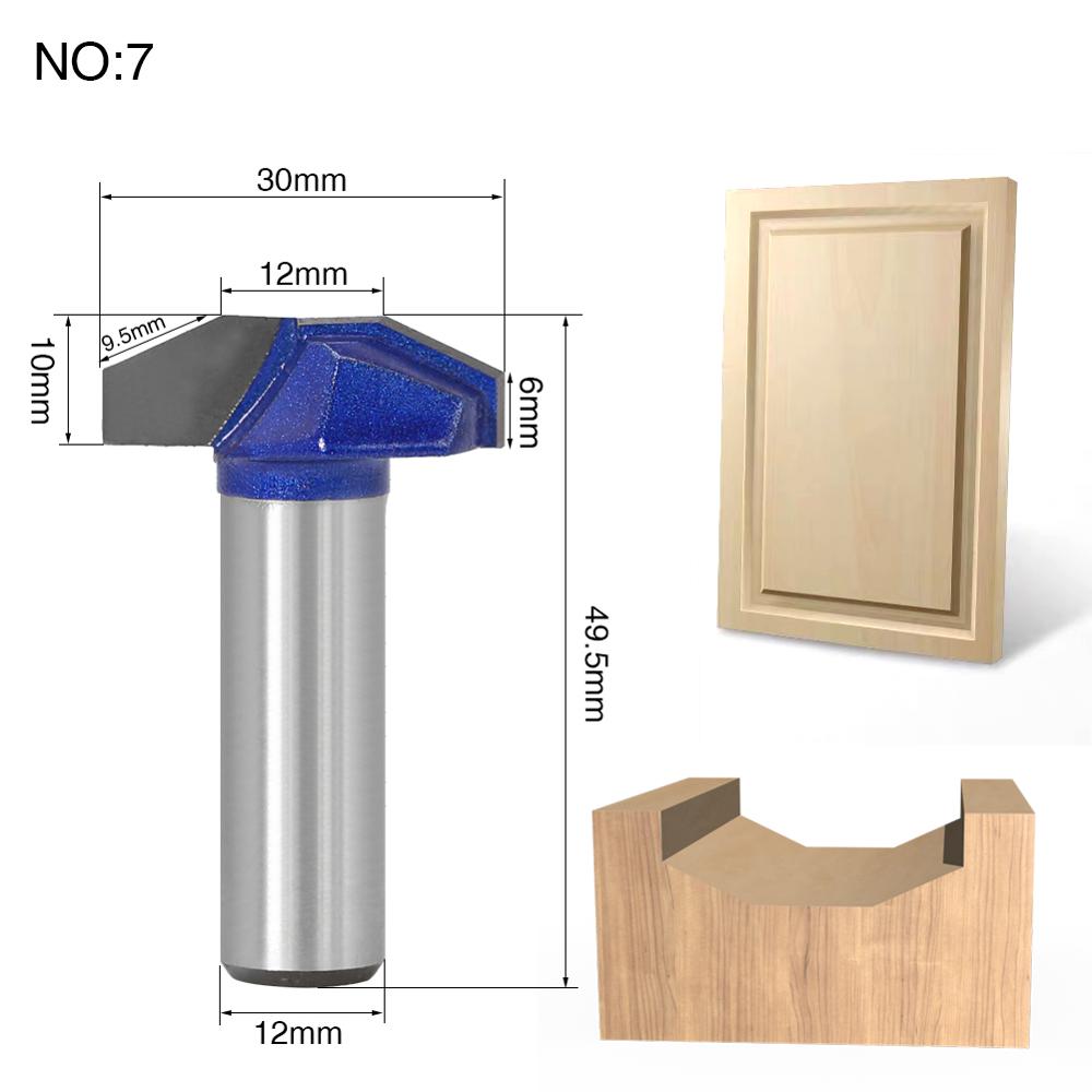 1 pc 12mm Shank Woodworking Door Frame Router Bits for wood carbide lassical door cabinet bits Engraving Milling Cutte: NO7