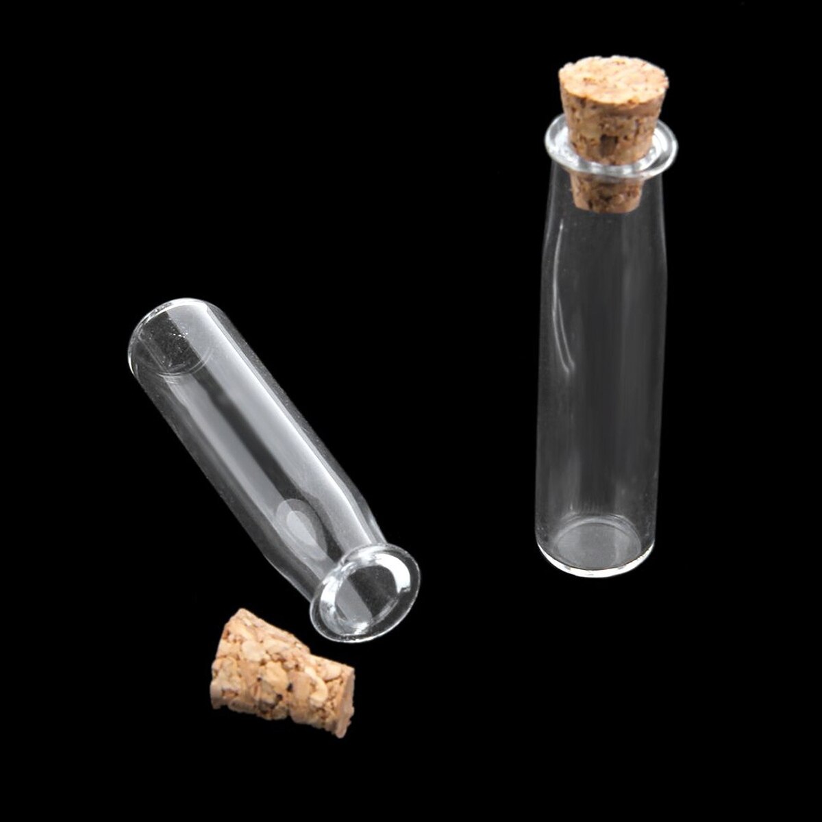 10 stuks mini glazen flessen in de vorm van een wijnfles, potten met kurk en wensbriefje (doorzichtig)