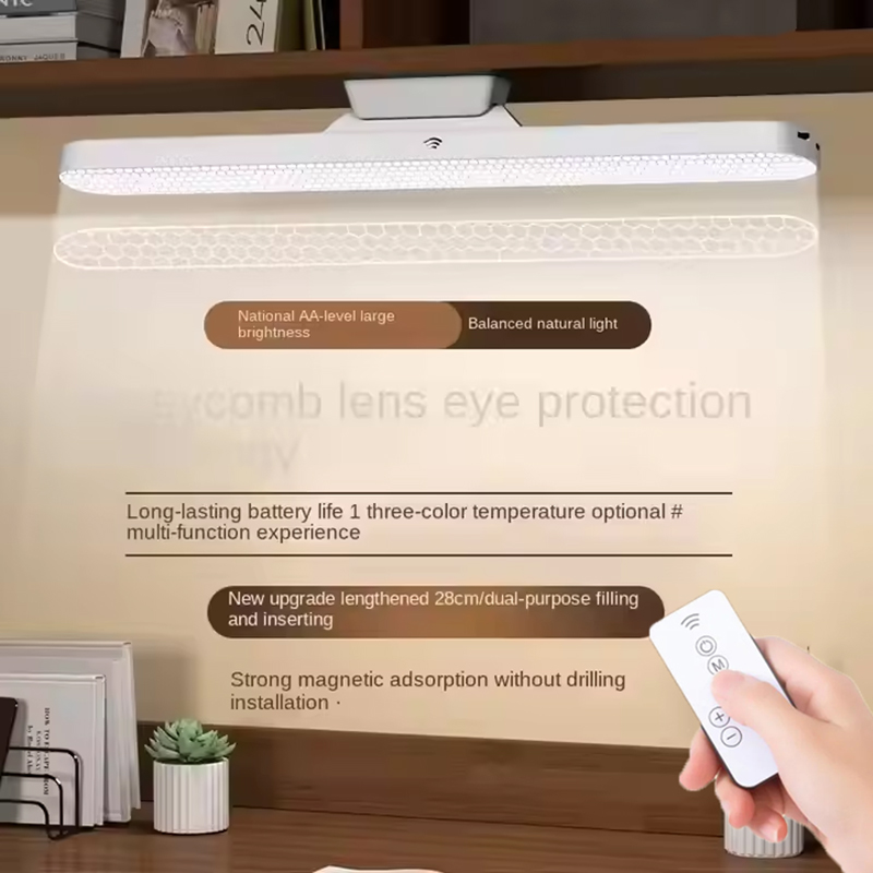 Lampada da scrivania a portato occhio-cura Luce notturna a 3 colori Montaggio magnetico Interruttore tattile remoto Lampada da tavolo da studio per lettura per studenti ricaricabile tramite USB