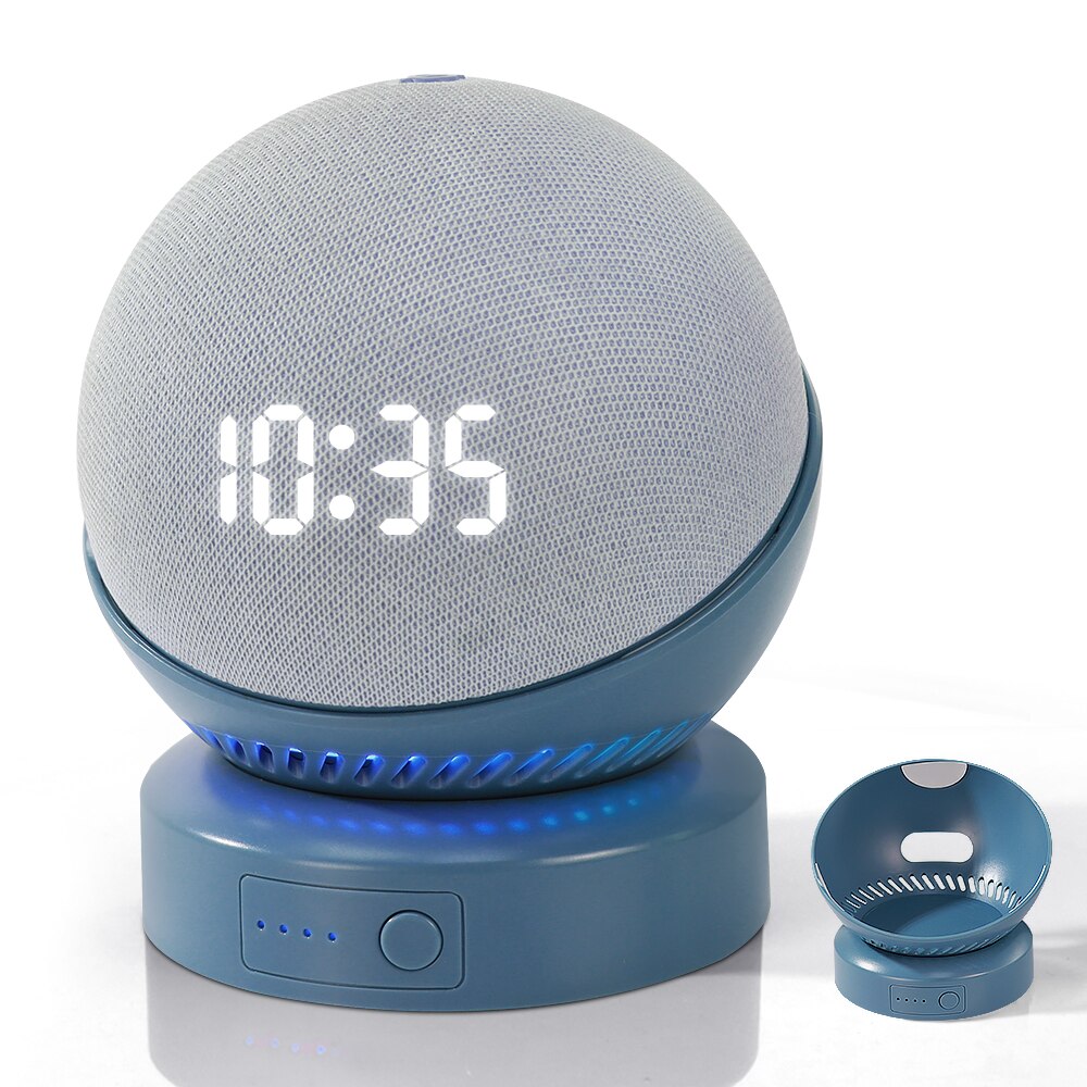 Base de batterie pour Echo Dot 4e génération, haut-parleur Alexa, chargeur sans fil Portable, batterie d&#39;alimentation, support: DT4 5200mah Blue