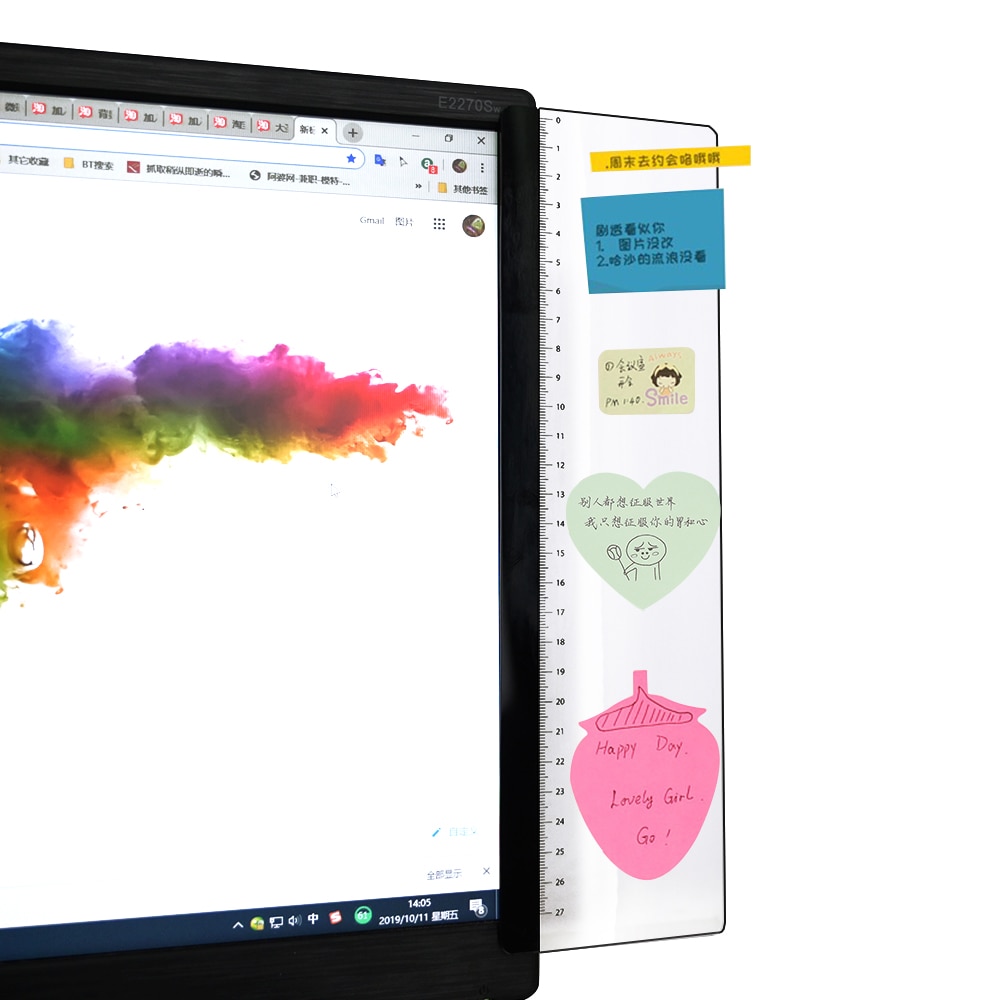 2PCS Monitor Message Memo Transparent Adhesive Board Monitor Message Sticker Computer Moniter Side Memo Pad Board Note Board