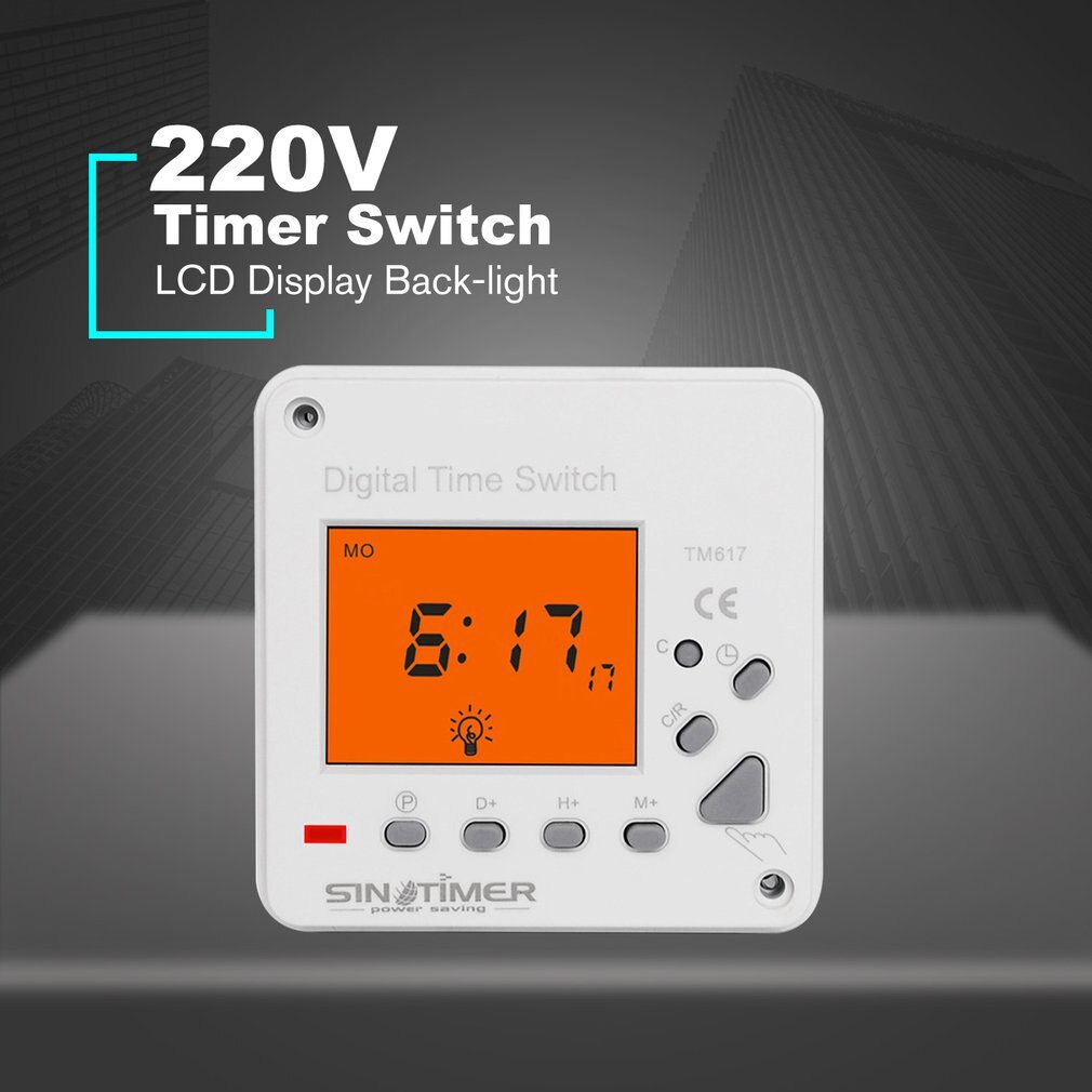 220/110V Super Large LCD Display Back-light 7 Days Weekly Digital Electronic Count Timer Lighting Time Switch Home Clock Alarm