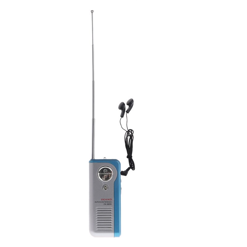 Mini Draagbare Auto Scan Fm Radio Ontvanger Clip Met Zaklamp Oortelefoon DK-8809 634A