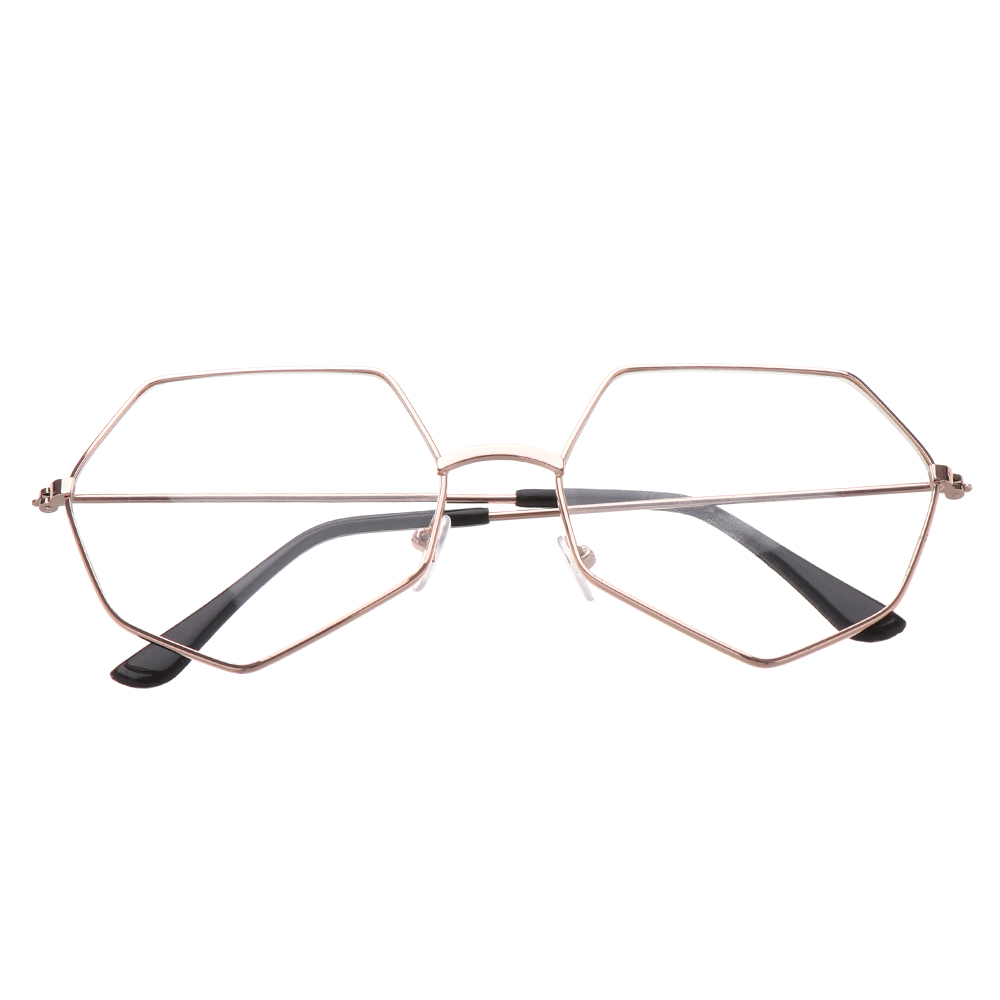 Women Men Metal Vintage Polygon Glasses Oversized Glasses Frame Optical Eyeglass Frame Spectacles Reading Glasses