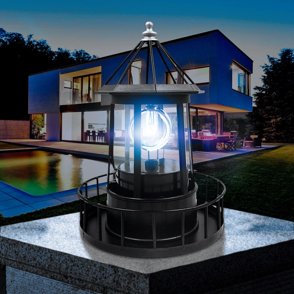 Newest Solar LED Rotating Lighthouse Light Garden Yard Lawn Lamp Lighting Outdoor Home Decor