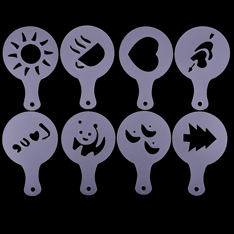 16 stuks/set koffiesjablonen met mooi patroon, printmodel van plastic pp latte cappuccino maken