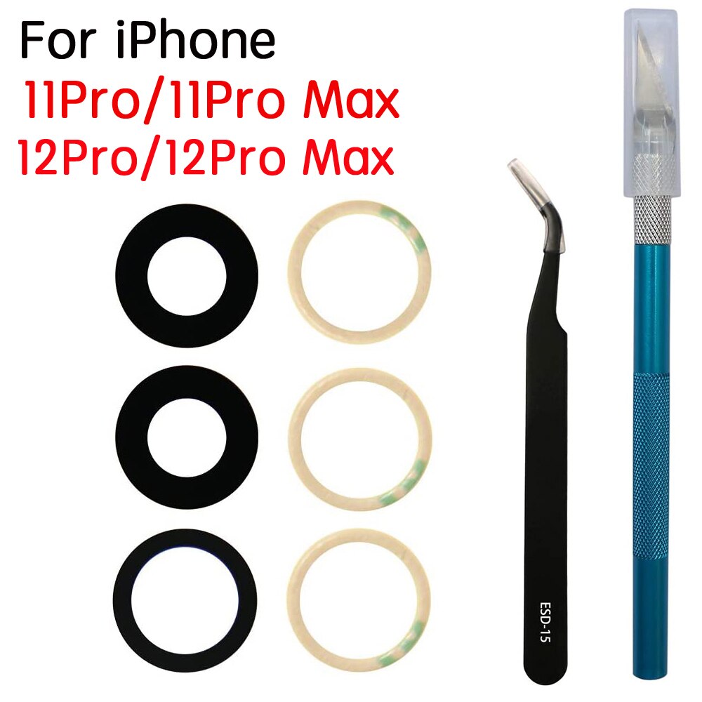 Achter Back Camera Glas Lens Cover Voor Iphone 6 6S 6SP 7 7P 8 Plus X Xr Xs 11 12 Pro Max Met Lijm En Reparatie Tools