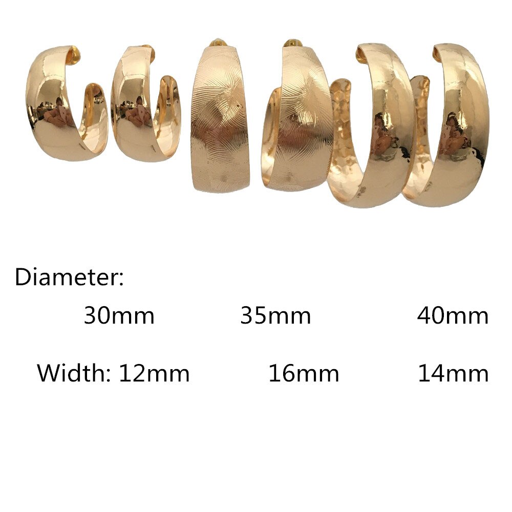 Della boemia Oro di placcatura Liscia e Strutturato Ampio Cerchio trio impostato Orecchino Pacchetto Splendida Annata casuale Accessorio Dei Monili Regalo Della Madre