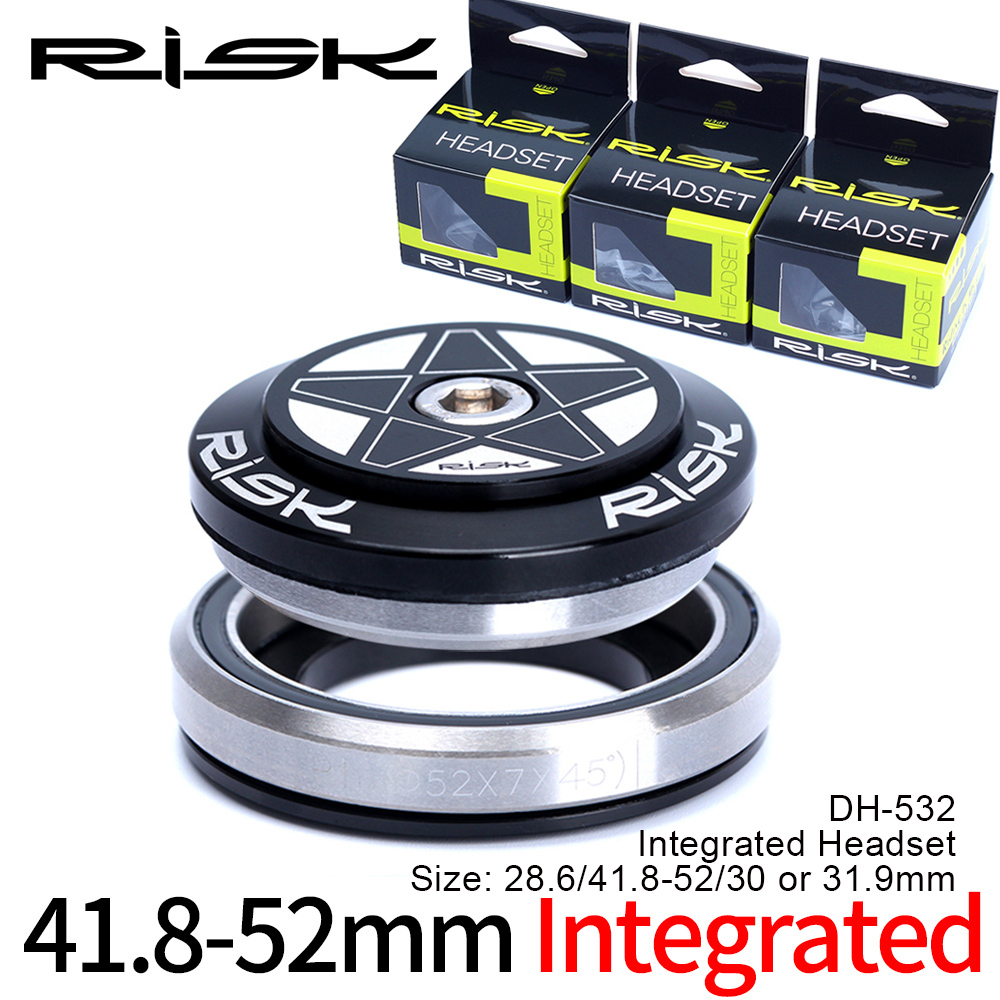 Risico Mtb-fietsheadset Geïntegreerd 1 1/8 Stuurkolom 34 41 41.8 44 49.7 50.6 55 56 mm Mountainbike Druklagers Doos Vork: Licht Geel