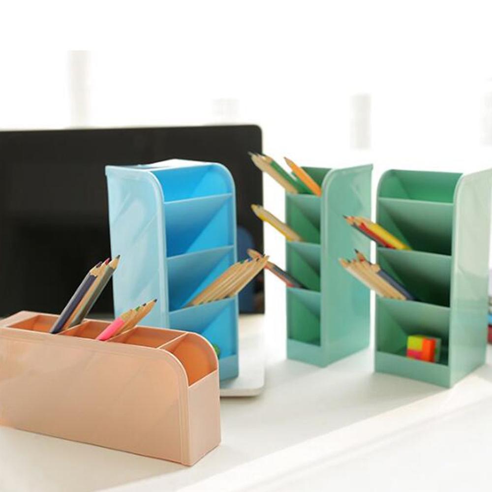 Four-Grid pen holders Desk Storage Box Drawer desktop organizer Inclined office pink desk accessories supplies stationery holder