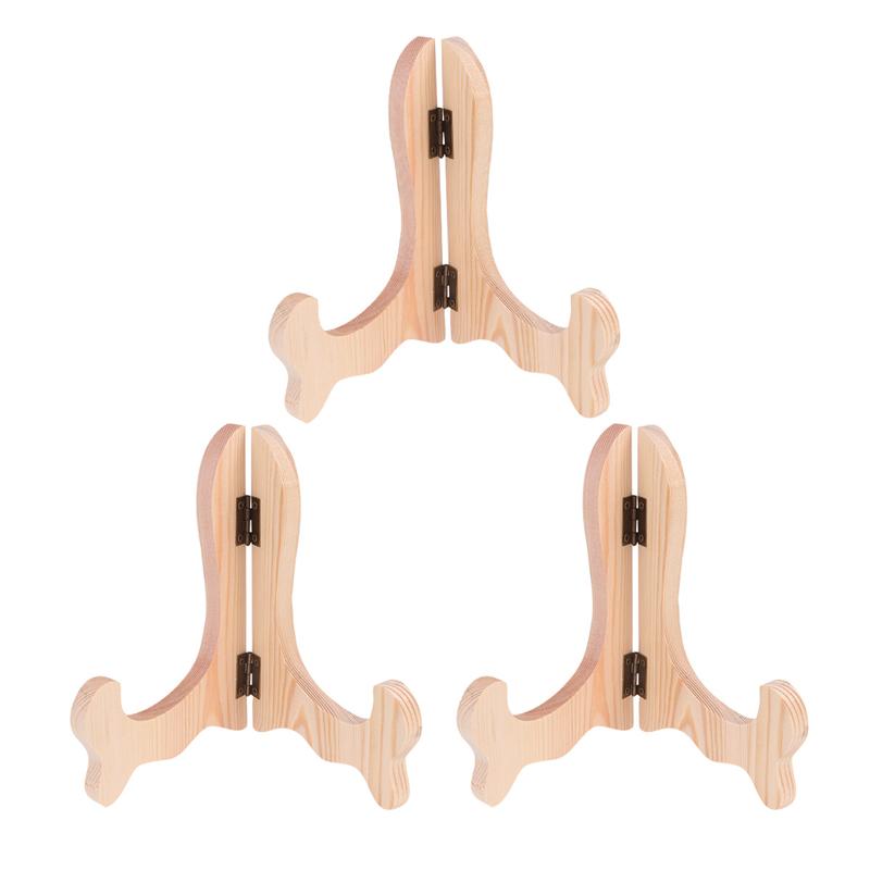 4PCS Wooden Display Stand Foldable Decorative Display Holder Display Stand Wood Easel for Plate Tea Cake Dish: As Shown 1