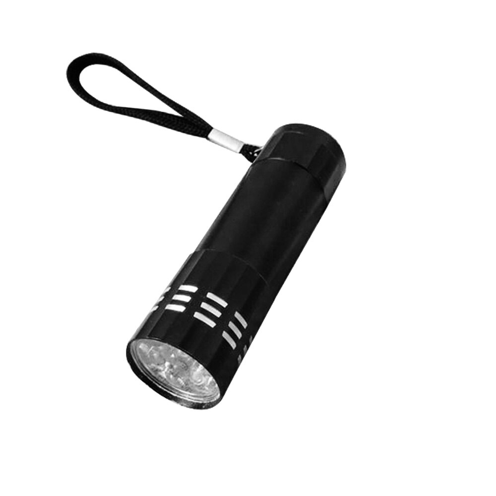 9 LED Flashlight Ultra Light 3 x AAA Battery Bright Torch Powerful Portable Waterproof Torch Aluminum Emergency Hand Light Lamp: black