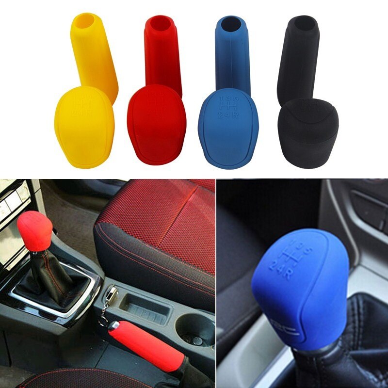 2Pcs Universal Manual Gear Shift Collars Car Silicone Gear Head Shift Knob Cover Handbrake Grip Car Hand Brake Covers Case