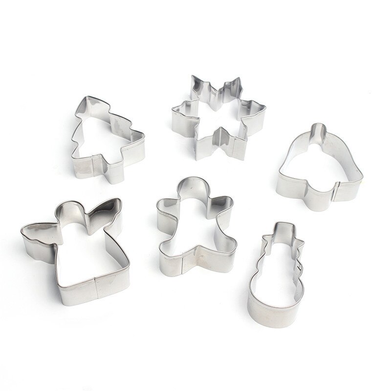 6 stks/set Kerst Cookie Cutter Rvs Cut Snoep Biscuit Mold Koken Gereedschap Kerst Thema Metalen Cookie Cutters Mould: Default Title