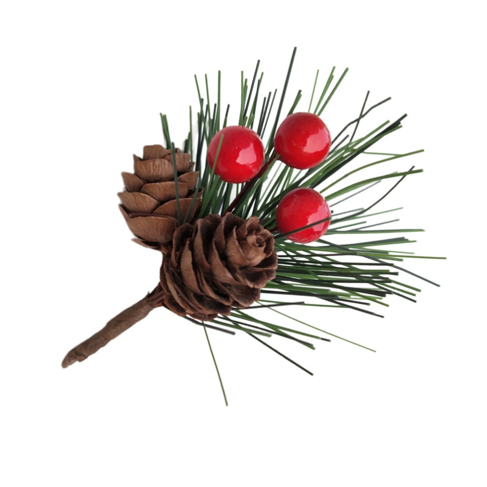 Artificial Christmas Pine Tree Branches with Pine Cones Lifelike Christmas Decoration Ornament Xmas Tree Hanging Pendant