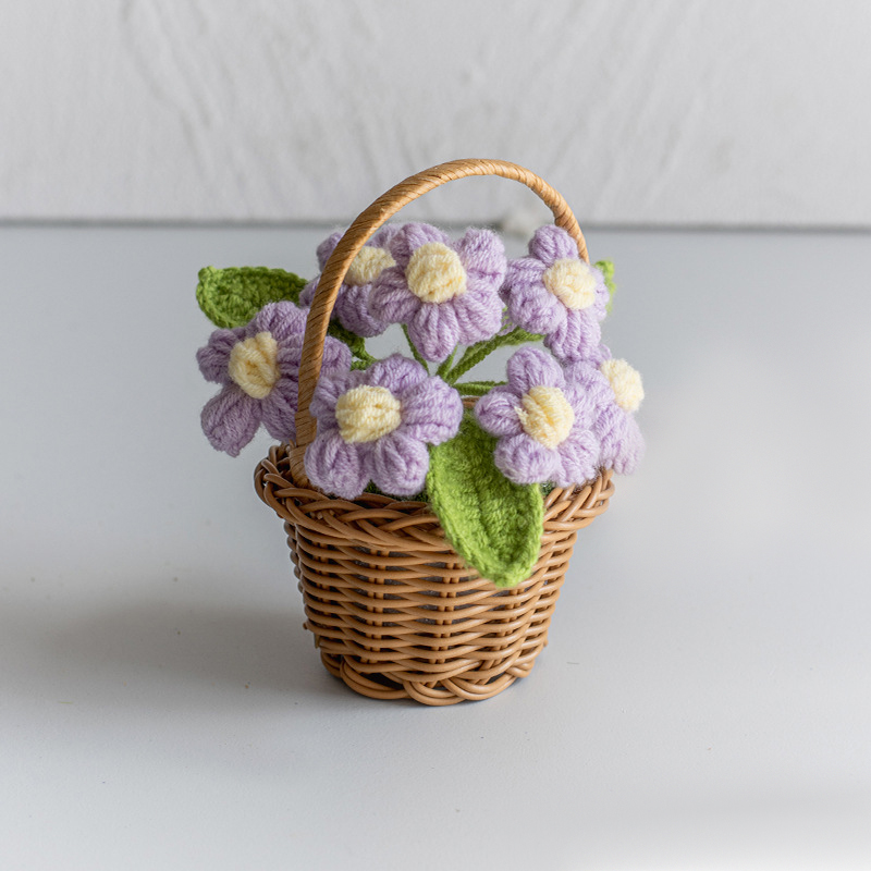 Stickade solrosor kruka konstgjorda blommor färdiga handvävda växter för kontor skrivbordsdekoration mini bröllopsprydnad