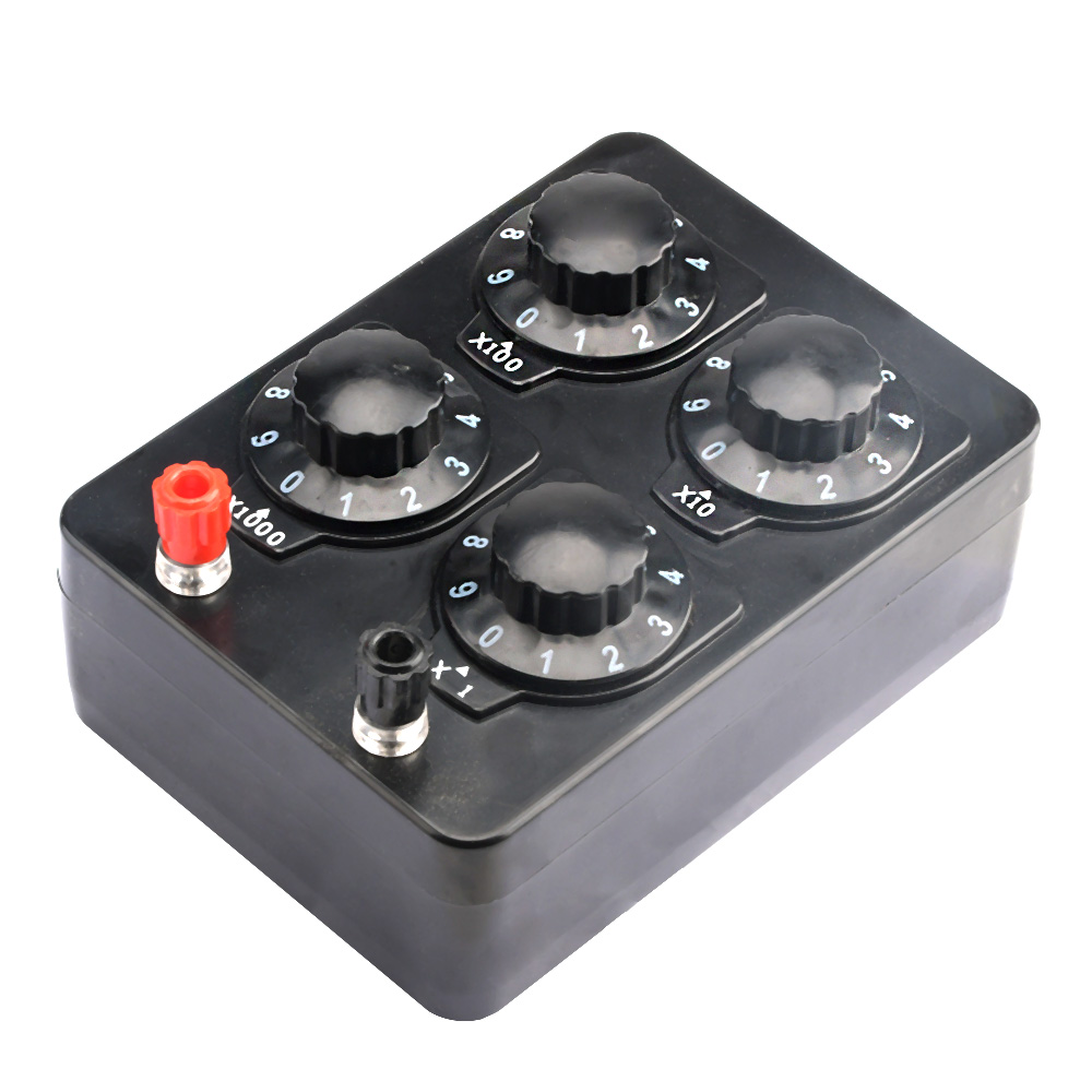 Precision Resistance Box 0-9999Ω/0-9999.9Ω Adjustable Decade Resistor Teaching Instrument for Physical Teaching Experiment Tools: black