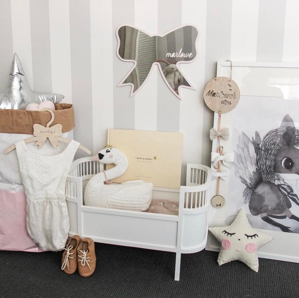 Bricolage chambre d'enfants miroirs muraux décoratifs acrylique décor à la maison cadre en bois pépinière mignon dessin animé miroir Stickers muraux
