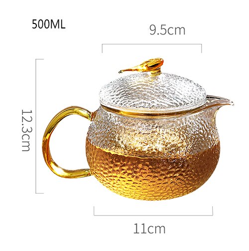 Taza de té de vidrio con tapa con mango infusor, tetera con filtro de botella de té, escamas de pescado innovador de borosilicato resistente al calor, 300ML, 500ML: 500ml