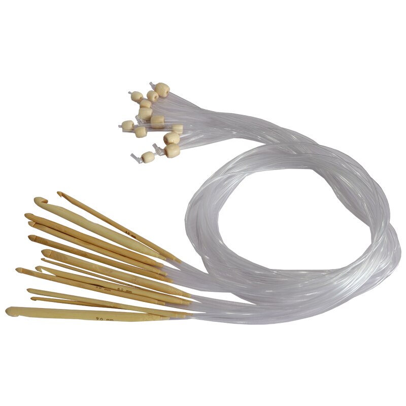 12 stuks set set van rondbreinaalden DIY dubbele Cusp haaknaalden set van zachte buis 100% bamboe ronde naaien needles120