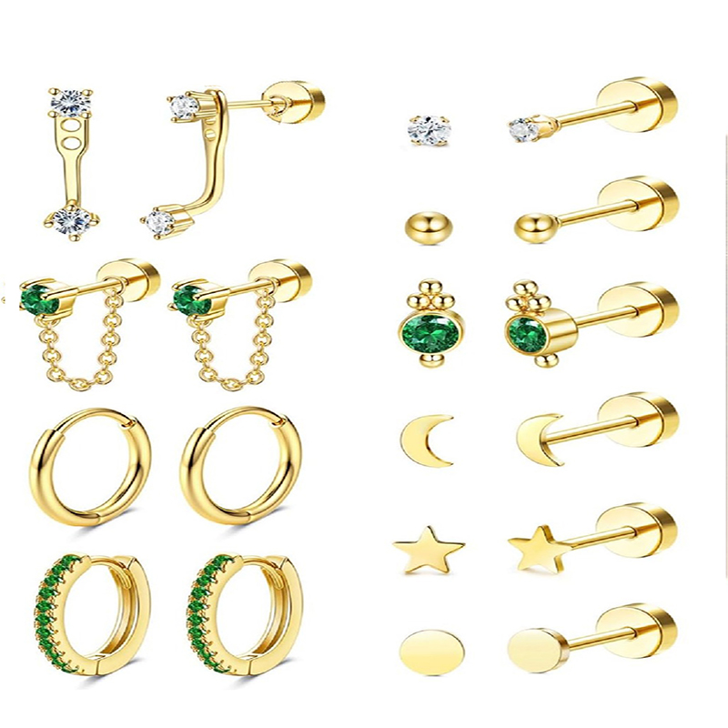 2 uds. Pendientes delicados de acero inoxidable con parte posterior plana para mujer, pendientes de cartílago de , pendientes de aro pequeños Huggie, joyería