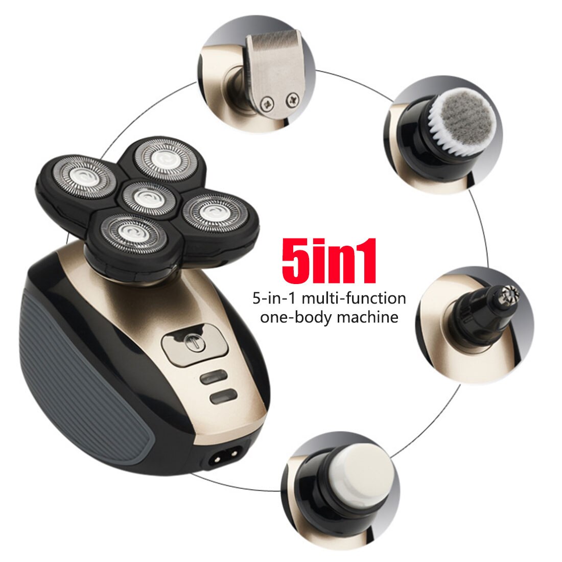 5 en 1 rasoir électrique Rechargeable 5 têtes flottantes rasoirs tondeuse à cheveux nez oreille cheveux tondeuse à barbe hommes brosse de nettoyage du visage