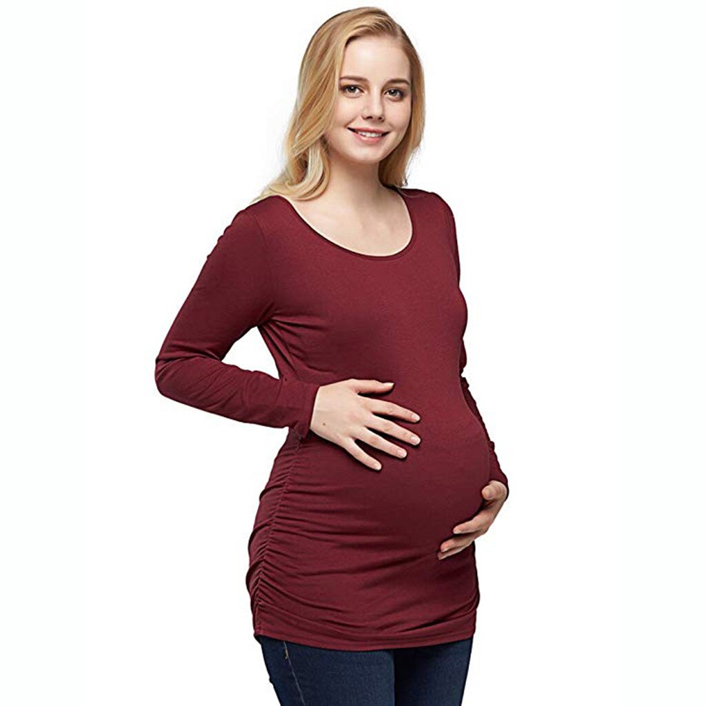 Materho vêtements de maternité flatteur côté fronces Grossesse maternité Blouse allaitement vêtements Ropa Embarazada Grossesse