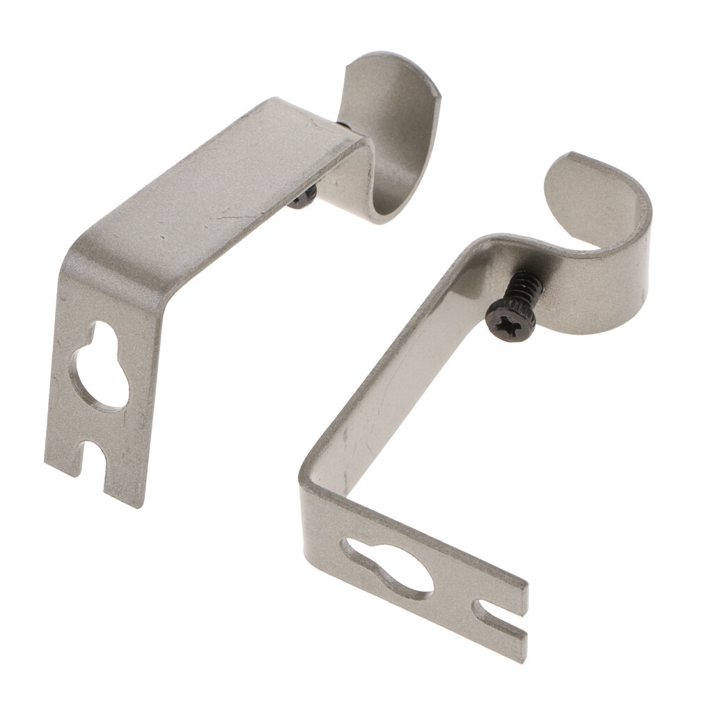 Set Van 2 Stuks Verstelbare Gordijn Staaf Muur Beugel Haken, Zwart: Gray