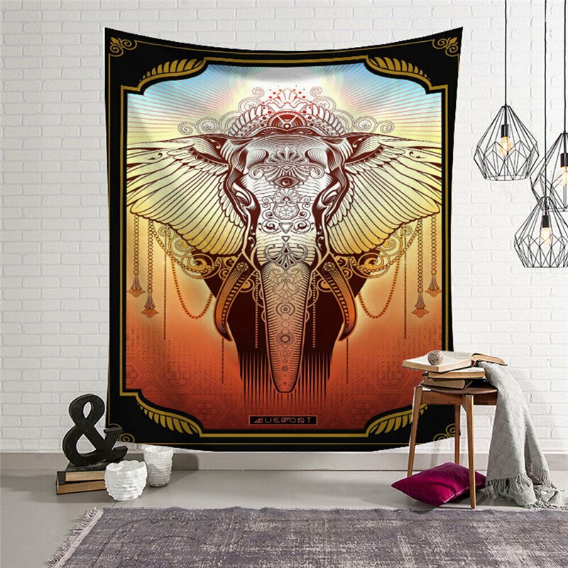 Bohemian Elephant Tapestry Indian Wall Hanging Print Bedspread Throw Home Decor: D