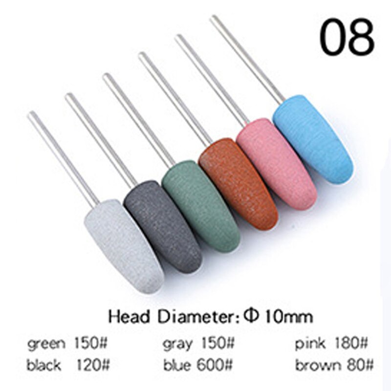 6 st/set silikon polerhuvud nagelpolering polering exfolierande manikyr maskin polerhuvud silikonborr: 08